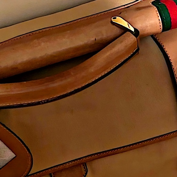 Authentic Vintage Gucci Rare Canvas Web Accent GG Interior Travel Bag - Picture 3 of 13